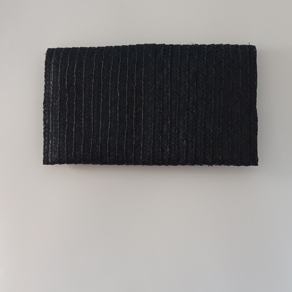 Straw envelope deep grey clutch purse - Picture 2 of 6